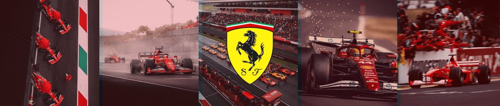 A dynamic shot of a red Formula 1 car speeding on the race track, showcasing racing energy.