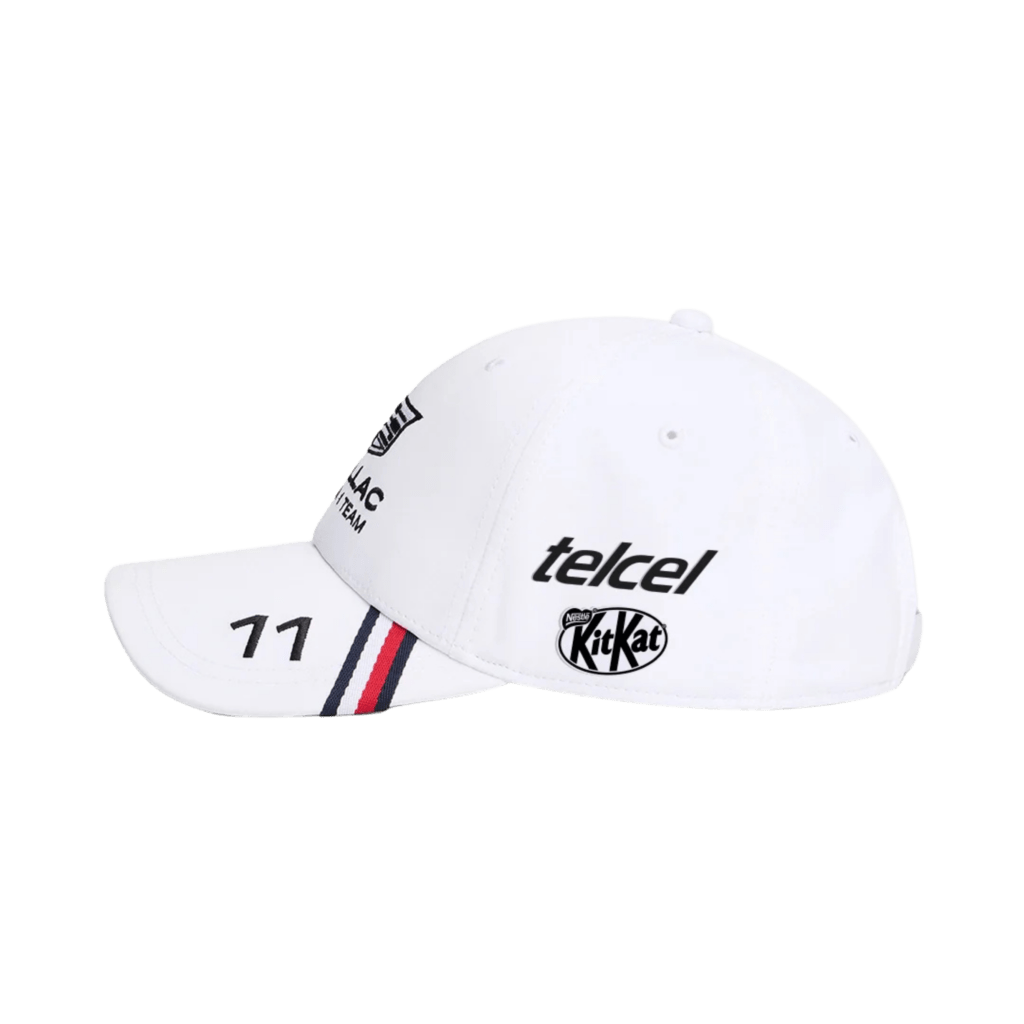 Gorra Checo Pérez Cadillac con Patrocinadores Blanca